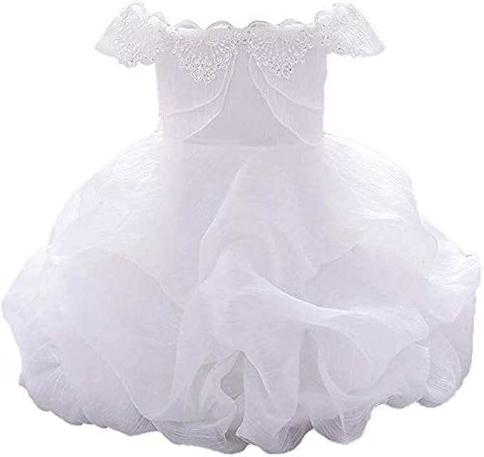 6M-5T Sequins Embroidered Lace Shoulder Off Princess Dress Toddler Baby Girls Wedding Bridesmaid Party Dresses