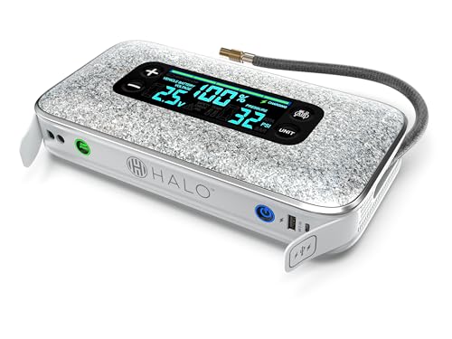 HALO Bolt Ultimate 3 Portable Car Battery Jump Starter | 130 PSI Air Compressor, 55.5Wh USB Power Bank, Large Display, Emergency Floodlight & Charger, Jumps Cars SUVs & Trucks, Inflates Tires — Grey