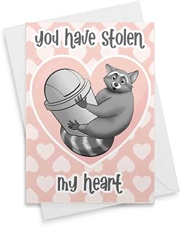 Raccoon Valentine. Valentine's Day. Love Card. Card for Her. Card for Him. Raccoon Lover. Raccoon Gift. Raccoon Pun. Stolen my heart Father's Day [00296]