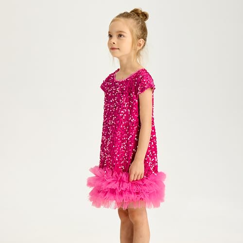 Miipat Toddler Girls Sequin Dress Sparkly Gown Party Dresses Little Kids A-Line Velvet Dress4