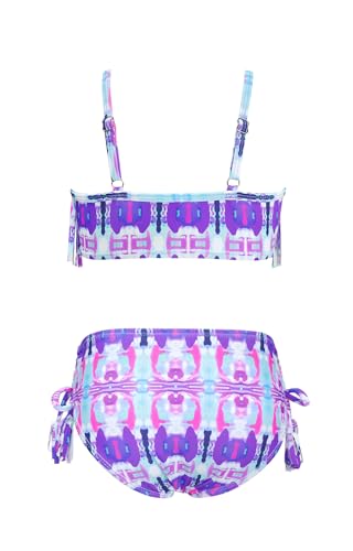 Image of SHEKINI Girls Tie Side Sports Tassel Bikini Set Printing Two-Piece Swimsuit