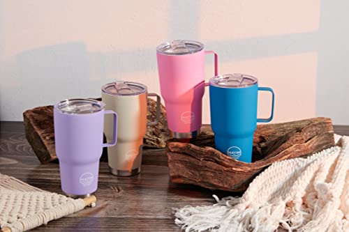 Mayim Large Travel Coffee Mug Tumbler With Clear Slide Lid And Handle, Reusable Vacuum Insulated Double-Wall Stainless-Steel Thermos, Fits In Cup Holder, 30Oz, Mint #TOP3
