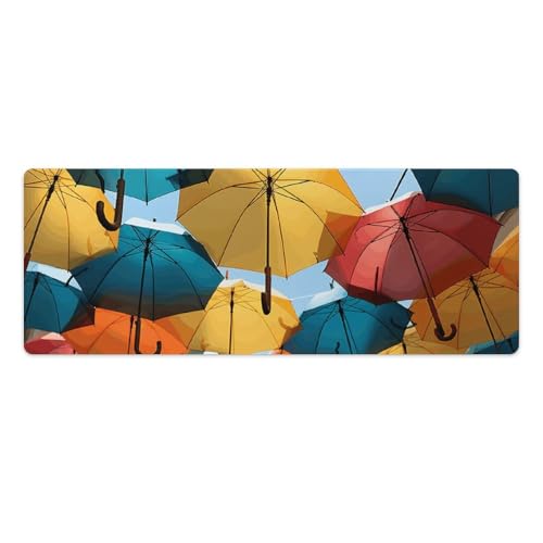 Tapis de souris de jeu grand format aux parapluies colorés pour égayer votre bureau