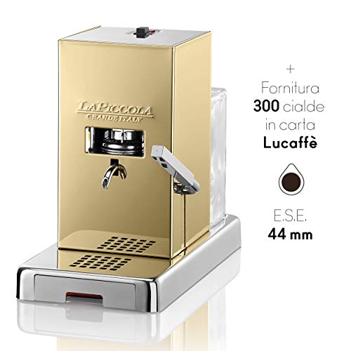 LUCAFFÈ La Piccola Gold Cafetera para cafeteras E.S.E. dimensiones 28x16x31 cafetera, vainas de papel de color dorado… - Imagen 3