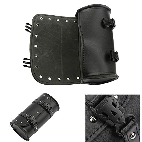 KKmoon Motocicleta Fork Bag, Bolsa universal de couro sintético com bolso interno com zíper compatív