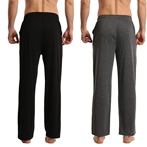 YUSHOW Mens Lounge Pants with Pockets 2 Pack Sleep Pajamas Pj Pants for Men Pjs Bottoms Casual Sleepwear2