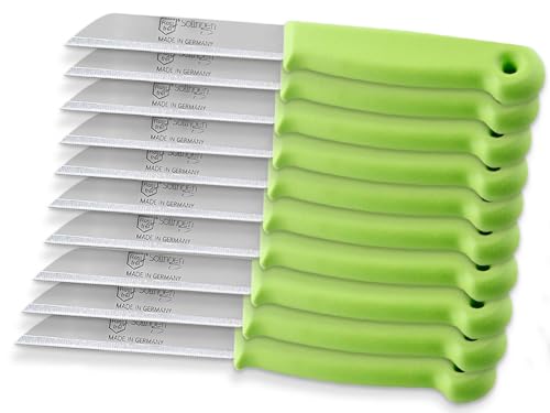 Set de couteaux de cuisine de Solingen Fabriqué en Allemagne avec une lame tranchante pour couper avec précision les fruits et légumes, lot de 10 (Long-Dentelée)