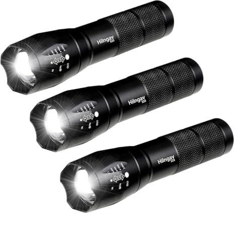 Hilngav 3 Pack LED Rechargeable Flashlight, Super Bright Small Mini Camping Flashlights Zoomable Beam, Convenient USB C Charging for Camping Hiking Outdoor Home Emergency