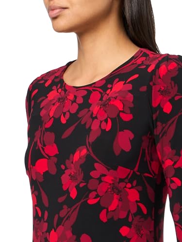 Image of Tommy Hilfiger Women's 3 /4 Sleeve Crew Neck Double Ruffle Hem Jersey Shift Mini Dress