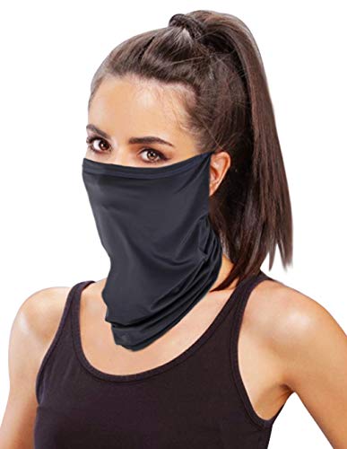 Cooling Neck Gaiter Face Mask for Women, Sports Neck Gator Face Scarf Cover Mask Bandana Black