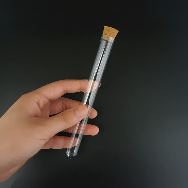 20 Stück 30 Stück 50 Stück 100 Stück 200 Stück 18 ml 15 x 150 mm Labor-Reagenzgläser aus durchsichtigem Kunststoff mit rundem Boden und Korken(100pcs)