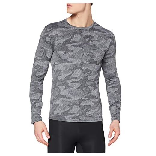Marca Amazon - find. Camiseta Deporte Camo Hombre, Negro (Black), M, Label: M