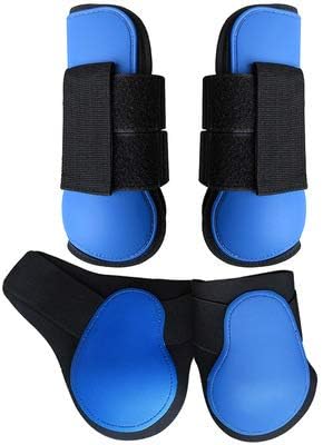 Horse Leg Boots Set of 4, Open Front Fetlock and Tendon Boots for Horses Pony - Impact-Absorbing and Breathable (L,Blue)