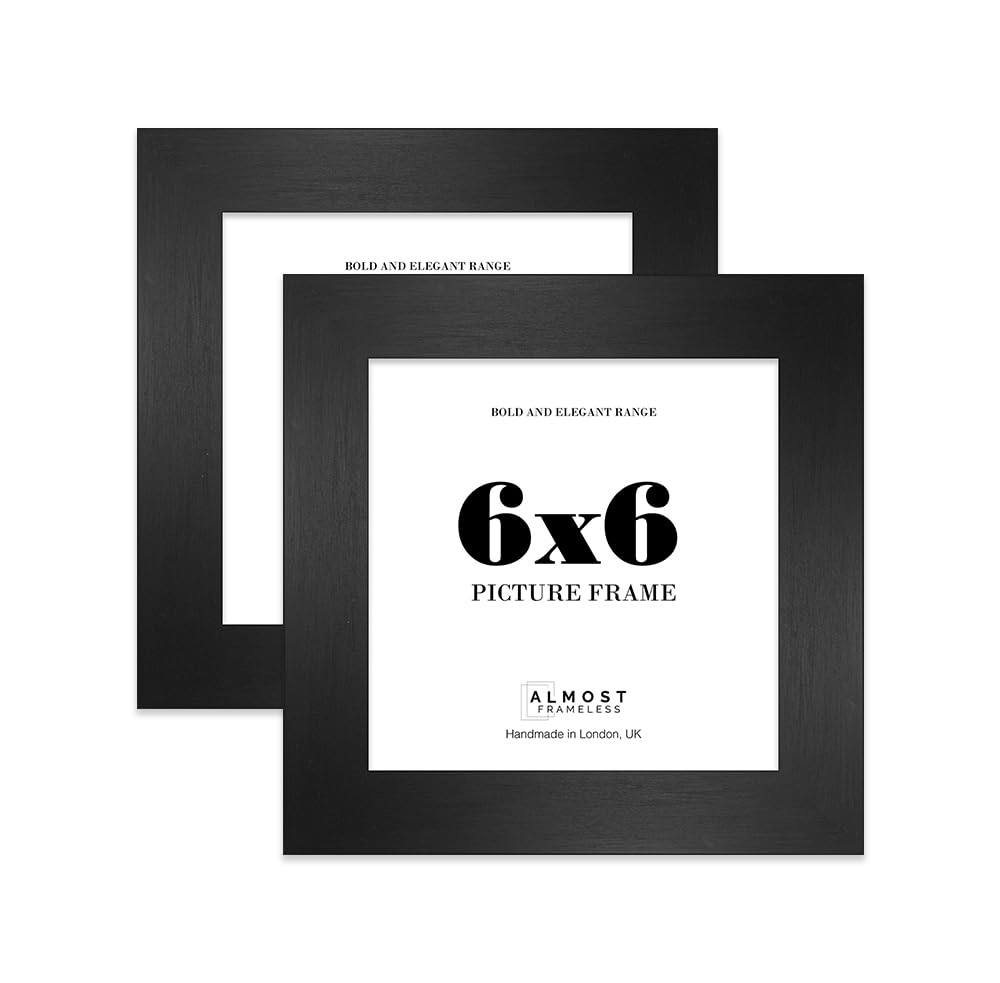 6x6 Photo Frame, Display 6x6" Pictures (22.9 x 15.2cm) Picture Frame for wall Display - Black - 2 Pack