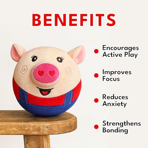 Image of Interactive Talking Pig Plush Toys for Dog - USB Rechargeable & Washable - Musical Pet Toy for Dogs to Play - Vibrating Ball & Plush Pig Dog Toy for Medium & Large Dogs