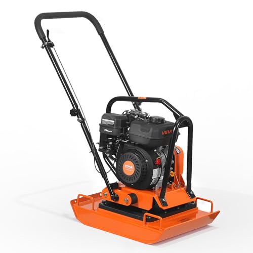VEVOR Plate Compactor, 7 HP 196CC Gas Engine, 5400 VPM Vibrating Ground Rammer, 4440 lbs Compaction...