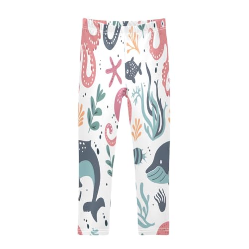 Bolaz Toddler Girls Leggings Printed Yoga Pants Leggings Octopus Whale for Kids