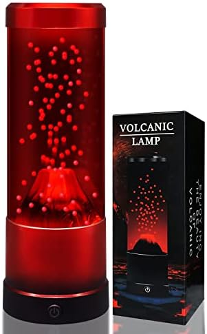 KOOOPO 10" Volcanic Lava Lamp Night Light - Mesmerizing Eruptions Lava Lamps Home Decor USB Powered Night Lamp Full of Mystery Mood Light for Bedroom,Living Room,Office（Flame Red）