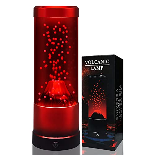 Kooopo 10" Volcanic Lava Lamp Night Light - Mesmerizing Eruptions Lava Lamps Home Decor Usb Powered Night Lamp Full Of Mystery Mood Light For Bedroom,Living Room,Office（Flame Red） #TOP21