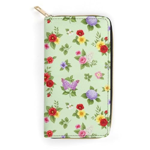 Compact Shabby Chic Flowers Roses Pedals Dots Leaves Buds Spring Season Theme Wallet for Travel Accessories, Wallet Easy to Carry, Wallets with Multiple Card Slots