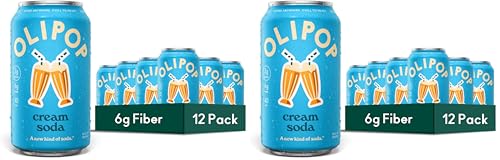 Image of OLIPOP Prebiotic Soda Pop,Cream Soda,Pantry Pack Packed with Prebiotics,Fiber,and Botanicals,Gluten Free,Vegan,GMO Free,12oz,(Pack of 24)