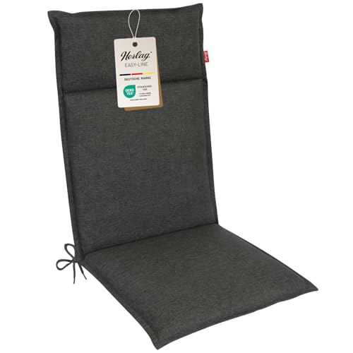 Preisvergleich Produktbild Herlag Polsterauflage Bea Hochlehner 120x50x4,5cm / Wasserabweisende Gartenstuhlauflage Fleckschutz / Bequeme Camping Sitzauflagen / Pflegeleichte Easy-Line / Öko Tex 100 / 1 Polster / Anthrazit