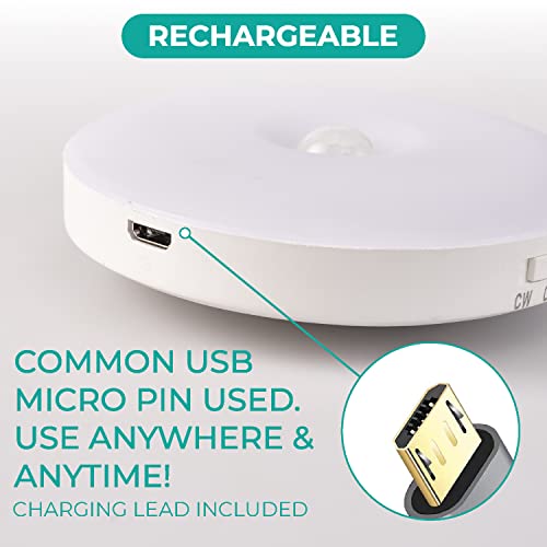 Led Motion Sensor Night Light Rechargeable Waterproof Battery Powered Automatic Motion Sensor Lights For Indoor & Outdoor Use Movement Sensing Smart Detector Wall & Ceiling Lighting ⌀3.2” #TOP3