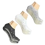 ERMO NKES 3 Pairs Pilates Grip Socks for Women - Low Cut Non slip Yoga socks with Polka Dot Design,Barre Ballet Workout. (US, Alpha, One Size, Regular, Regular, 3, white,black,light gray)
