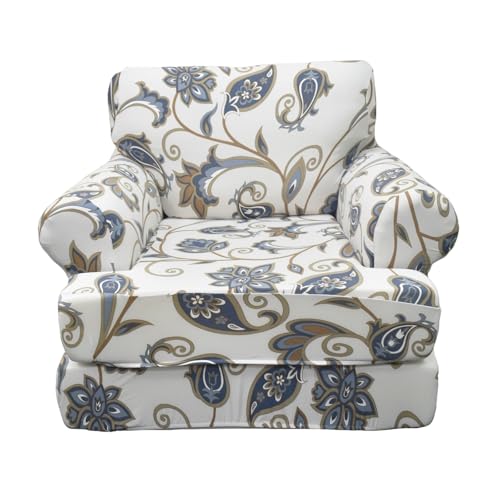 KRFOONN Stretch 2 Pieces T Cushion Chair Covers with Arms Printed Sofa Cover Armchair Slipcovers with 1 Individual T Shape Cushion Covers Furniture Protector Chair Slipcover for Living Room, 03