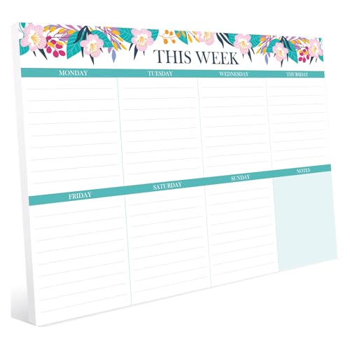 Weekly Planner Pad, 52 Sheets Tear-Off A4 Desk Pad, 120gsm P