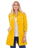 Jessica London Women's Plus Size Long Denim Jacket Tunic Length Jean Jacket - 18 W, Sunset Yellow