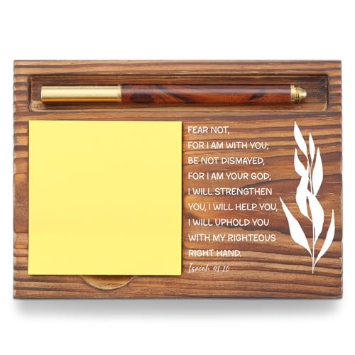 Christian Desk Organizer, Bible Verse Sticky Note Holder, Isaiah 41:10