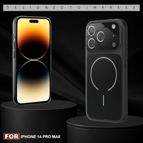 Image of SHINESTAR Premium Luxury Case Compatible with iPhone 14 Pro Max | Protective Back Cover with Camera Lens Safety | Wireless Charging Support | Slim Fit Durable Design | Enhanced Grip Protection Black