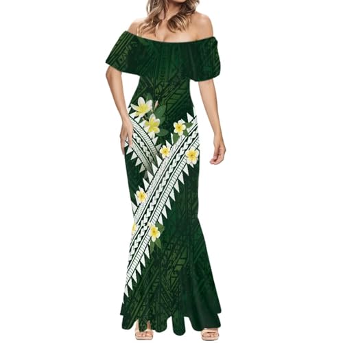 Image of Polynesian for Women S-7XL Off Shoulder Maxi Dress Hawaiian Summer Dresses