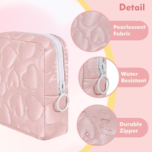 Image of Sanitary Napkin Storage Bag Soft PU Leather Sanitary Pad Bags for Period Teen Period Pads Pouch for Panty Liners, Tampons, Menstrual Cup - White