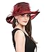 SAFERIN Women's Organza Church Derby Fascinator Bridal Cap British Tea Party Wedding Hat (Burgundy)
