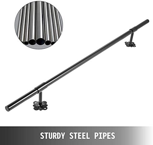 VEVOR Stair Handrail 5ft Length Stair Rail Steel Pipe Modern Handrails for Stairs Black Stairway Railing 200lbs Capacity Staircase Railings Indoor Outdoor Wall Mounted Stairway Handrail