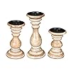 Candle Holder,Wood Candle Holder,Wooden Candle Holder,Tall Candle Holders,Farmhouse Candle Holder,Candle Holder Set of 3,Wood Pillar Candle Holder,Height (10+8+6) inch White Wash
