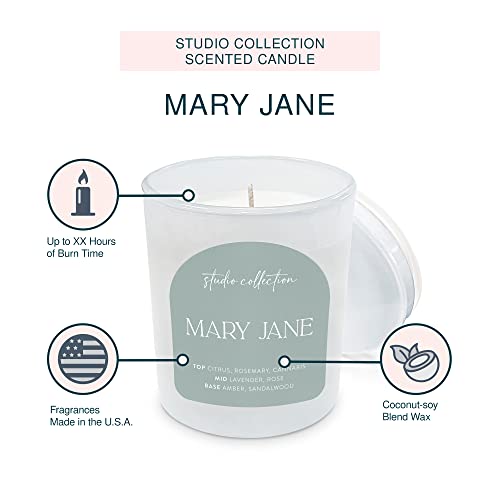 Scented Candle - Coconut-Soy Wax - 10.5-Ounce Candle Gifts For Women - Up To 65-Hours Burn Time - Mary Jane By Studio Oh! #TOP3