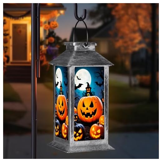 Halloween Decorations Outdoor,Halloween Hanging Decorations,Solar Lantern,Decor for Home Outside Porch Garden Yard Lawn Party Decorations（Witch Pumpkin）