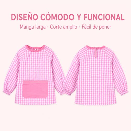 Miniatura 4 de Various Babi Escolar Infantil De Cuadros Con Bolsillo, Rosa, 1-2 Años