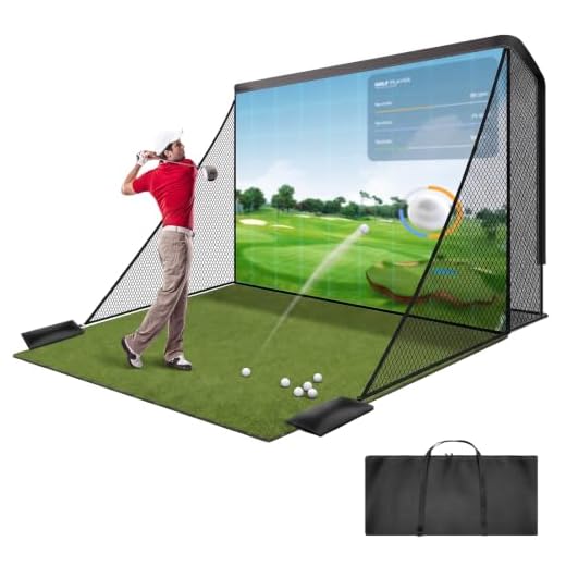 Silipull Golf Cage Net with Simulator Impact Protection, 3 x 2.1 m, Heavy Steel Frame with 2 Mesh Side Barriers, HD Blank Impact Screen and Target Cloth, Golf Simulators, Housing for Home, Indoor and