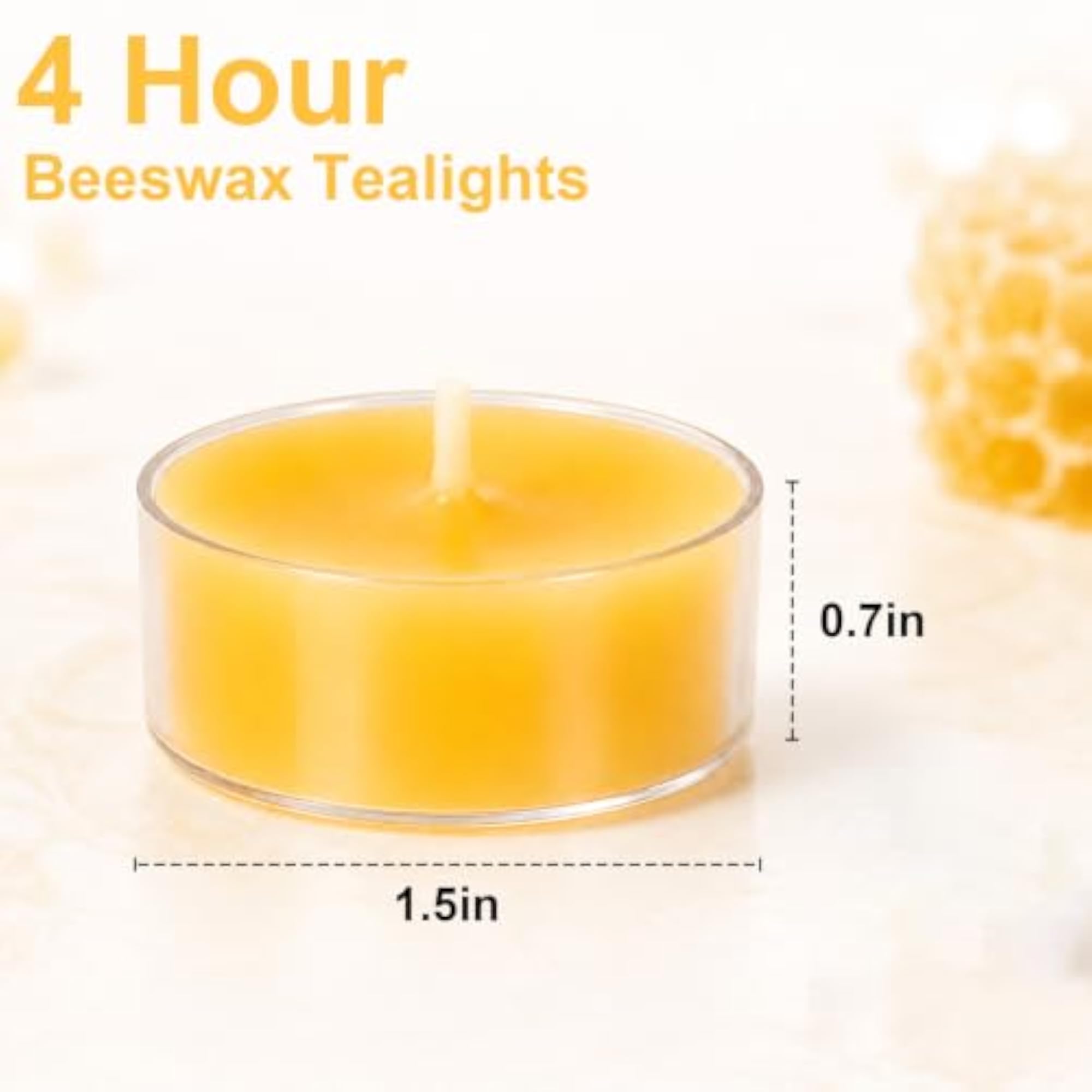 20 Packs Beeswax Tealight Candles Bulk, 4 Hours Burning