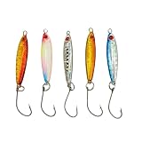 5 - Pack - Jigging Spoon, Ice Fishing jigs, Spoon Fishing, Jigging Lure, Great Lure for Crappies, Panfish, Walleye, Fresh Water Fishing, Metal (Small / 5g)