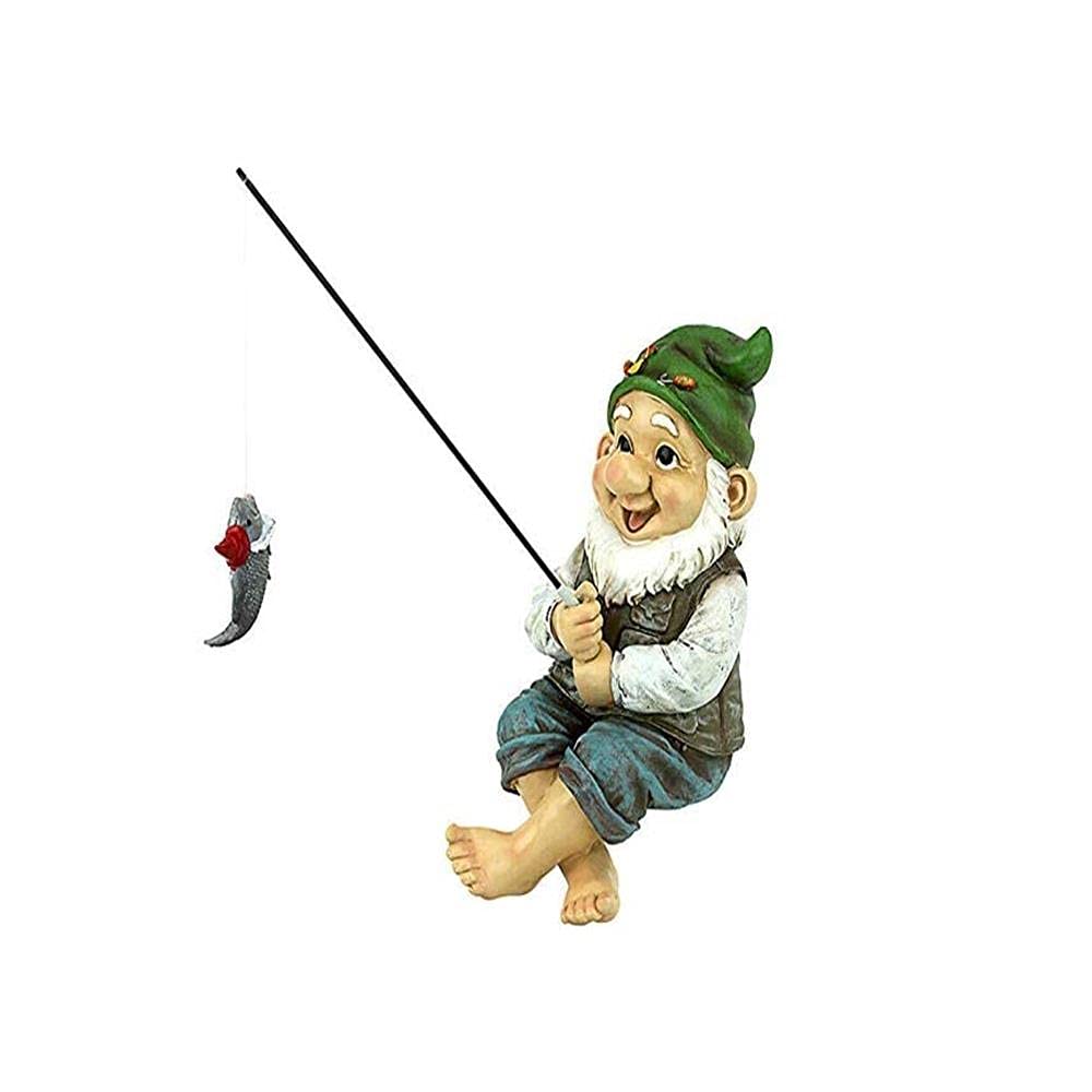 XITINGFishing Gnome Statues Miniature Fairy Garden Pond Figurines Accessories Outdoor Decoration (Fishing Dwarf)