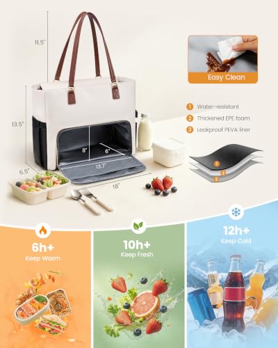 Image of LOVEVOOK Work Bag with Lunch Compartment, 17.3-Inch Teacher Tote for Women