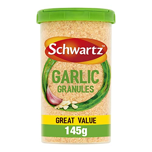 Schwartz Garlic Granules Drum 145 G | Ground from Whole Dried Cloves | Full-bodied Flavour and Aroma | Rich & Flavourful Taste | Perfect for Bolognese Pasta Sauces Pizza & Stir Fry