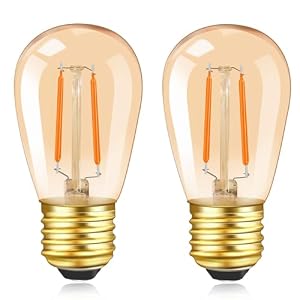 Caldarax S14 E27 Vintage Light Bulbs 1W, 10W Incandescent Bulb Equivalent, Amber Glass Warm White 2200K, Decorative LED Filament E27 Edison Screw Bulb, AC 220V, Non-Dimmable, 2 Pack