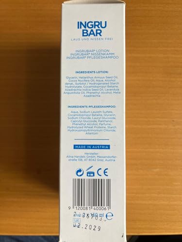 Ingrubar Läuseshampoo Laus&Nissenfrei 2x150ml Lotion & Pflegeshampoo - Läusemittel & Läusekamm Set • Ohne Silikone & Pestizide • Pflanzliche Öle • Vegan - Lindert Juckreiz
