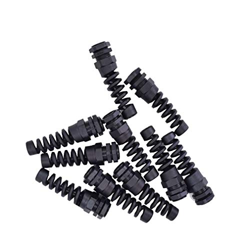 Tusrai 10Pcs Ip68 Waterproof M22 Pg16 Cable Gland Connector Flex Spiral Strain Relief Protector With Lock Nut Rubber Washer For 10-14Mm Wire Thread #TOP4